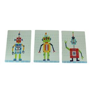 Set of 3 Bright Colorful Robot Art Prints